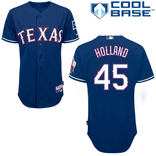 Derek Holland #45 MLB Jersey-Texas Rangers Men's Authentic Alternate Blue 2014 Cool Base Baseball Jersey